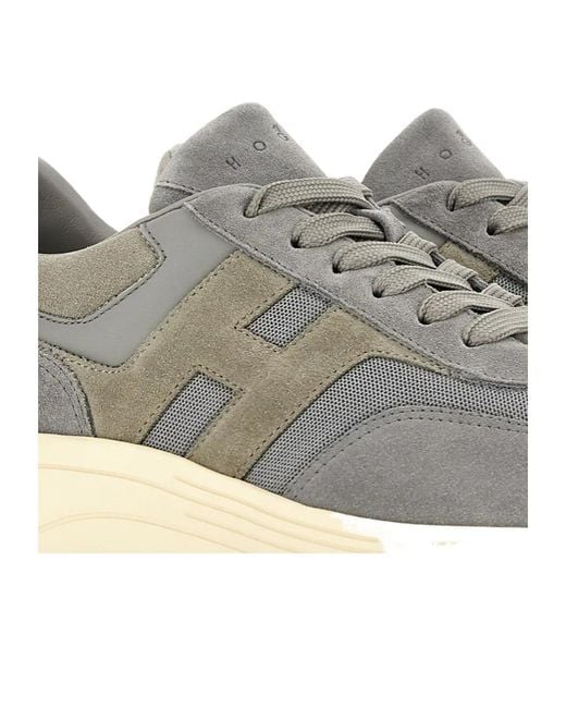 Hogan Gray H-Stripe Low-Top Sneakers for men