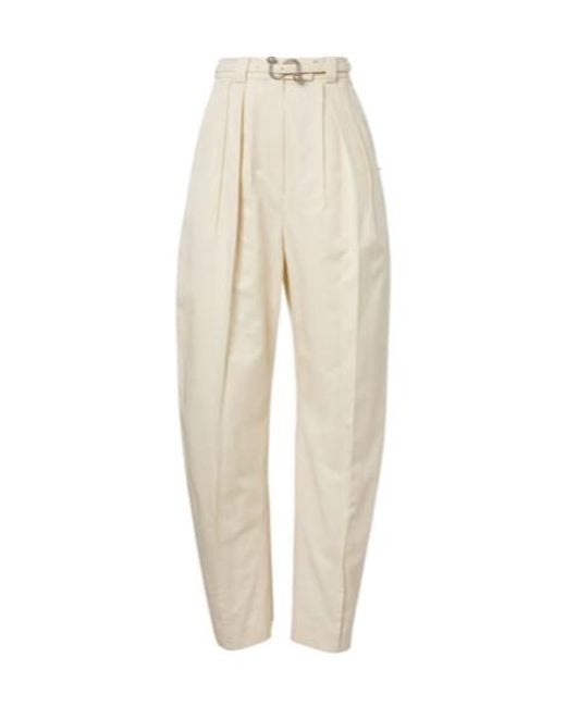 Sportmax Natural Cotton Gabardine Wide-Leg Pants