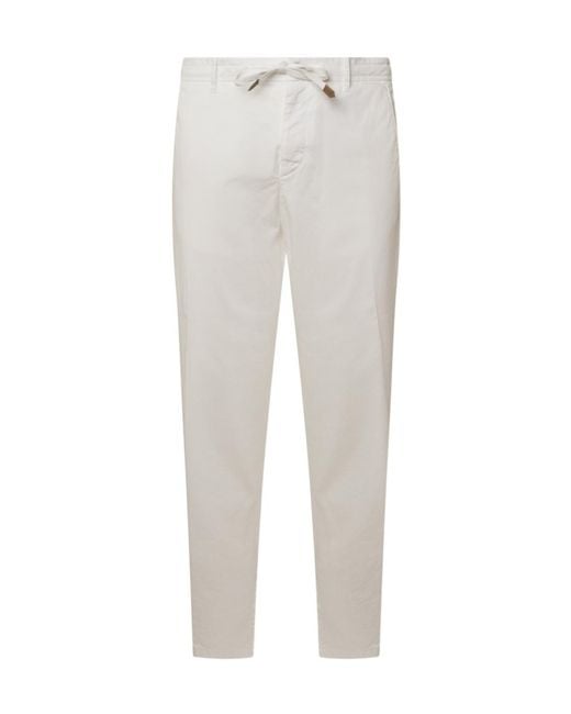 Canali White Drawstring Waist Pants for men