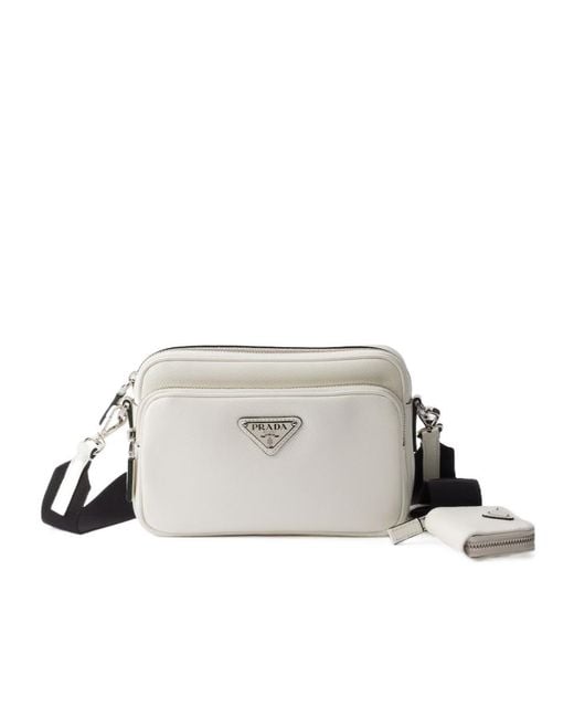 Prada Gray Saffiano Leather Shoulder Bag for men