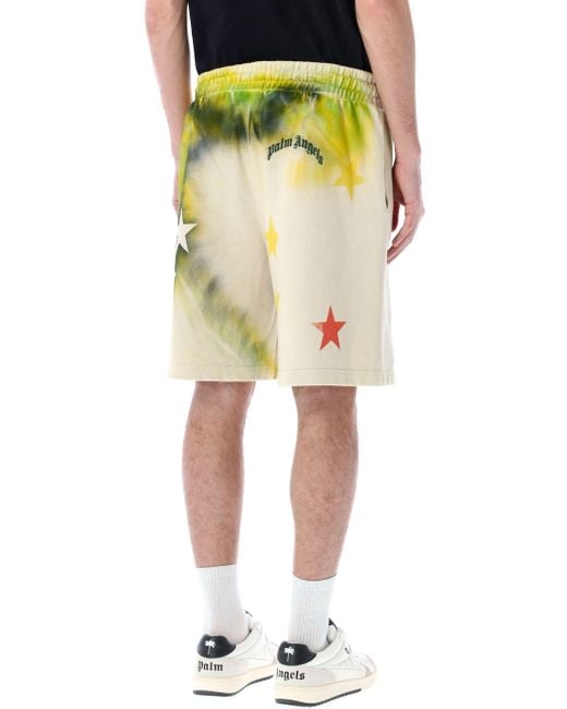 Palm Angels Black Star Sprayed Drawstringtrack Shorts for men