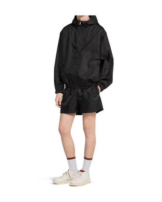 Gucci Black Monogrammed Drawstring Swim Shorts for men