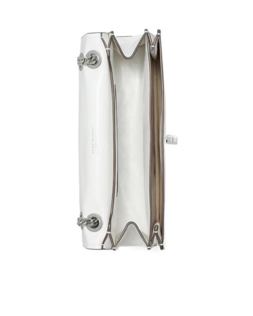 Tory Burch White Kira Turnlock Chain-Link Shoulder Bag