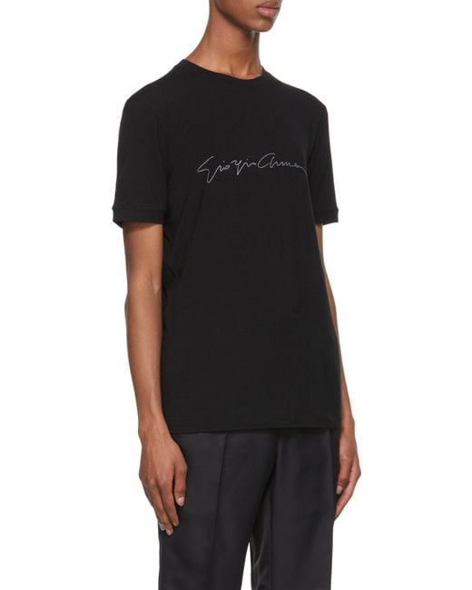 Giorgio Armani Black Logo Printed Crewneck T-Shirt for men