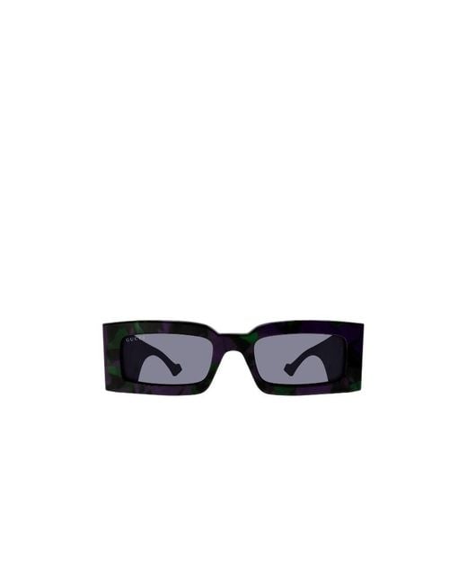 Gucci Blue Eyewear Rectangular Frame Sunglasses