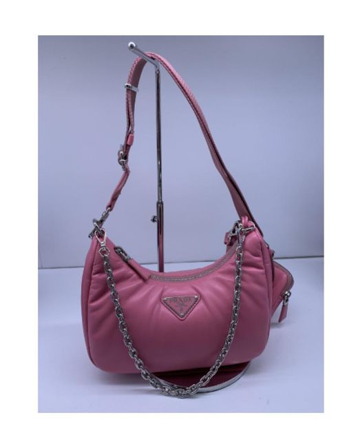 Prada Pink Logo Strap Satchel