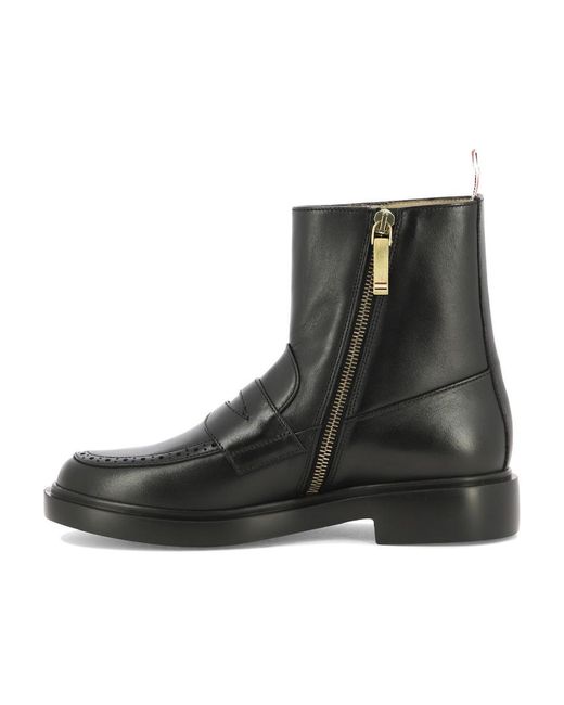 Thom Browne Black Penny Loafer Ankle Boots