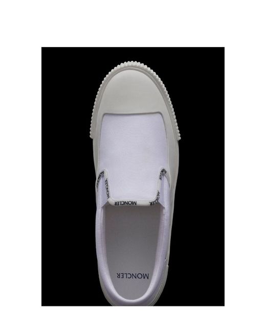 Moncler White Logo Trimmed Slip-On Sneakers