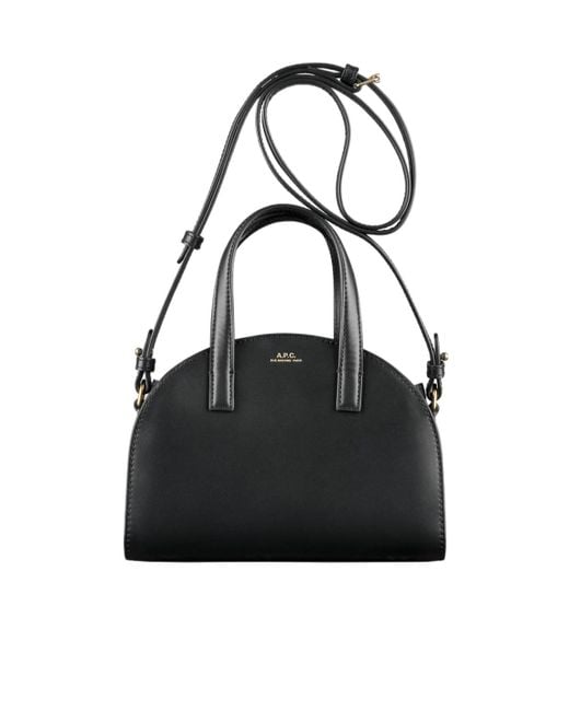 A.P.C. Black Demi-Lune Logo Stamp Small Tote Bag