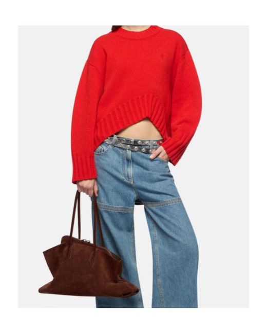 The Attico Red The Asymmetric Hem Knitted Sweater