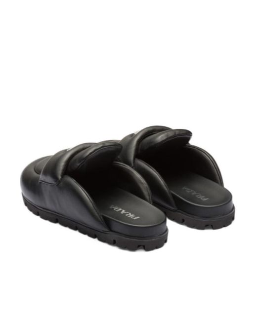 Prada Black Soft Padded Nappa Leather Sabots
