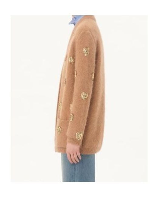 Valentino Brown Embroidered Knitted Cardigan