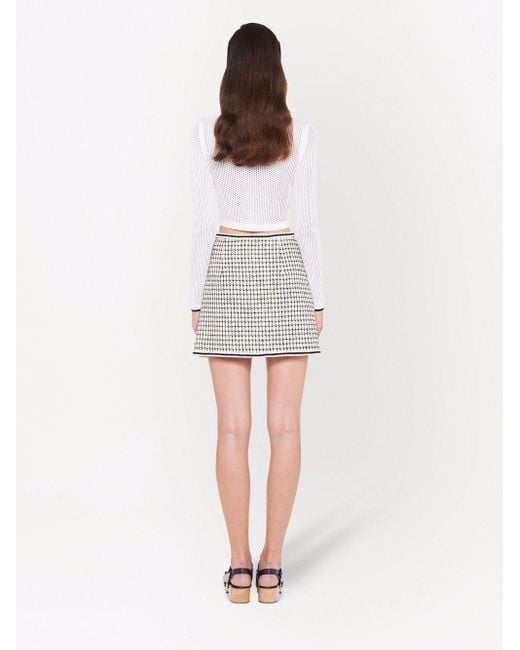 Miu Miu White Checked Tweed Skirt