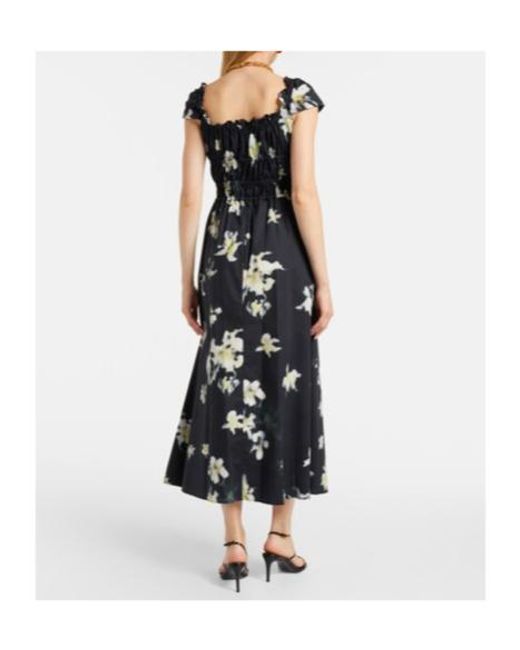 Altuzarra Black Floral Cotton-Blend Midi Dress