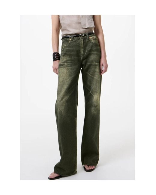 Our Legacy Green Aurora-Print Straight Leg Jeans