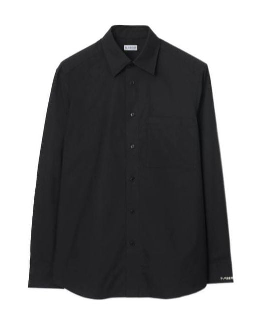 Burberry Black Cotton Oxford Shirt for men