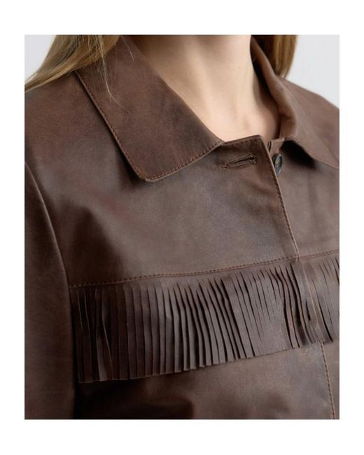 Nili Lotan Brown Fringed Patch-Pockets Jacket