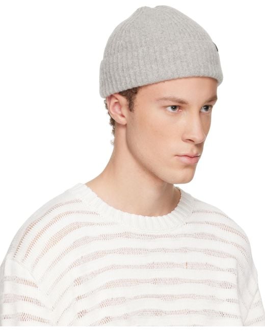 MM6 by Maison Margiela White Ribbed Logo-Patch Beanie for men