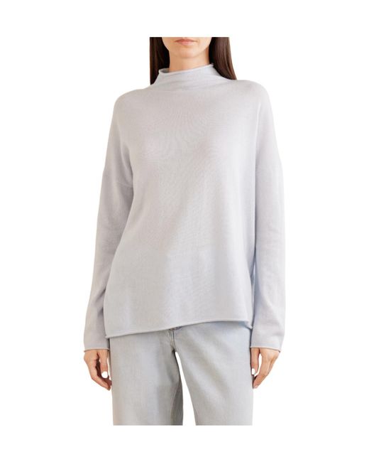 Allude White Cashmere Turtleneck Sweater