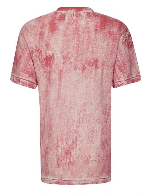 Comme des Garçons Pink Distressed-Effect Linen T-Shirt