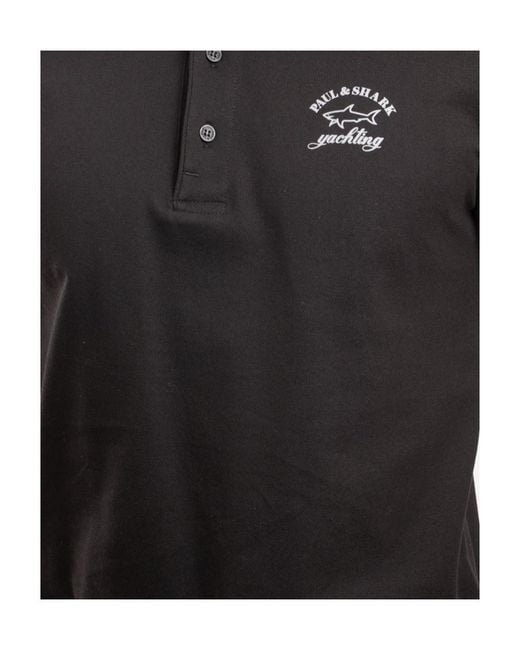 Paul & Shark Black Logo Short-Sleeved Polo Shirt for men