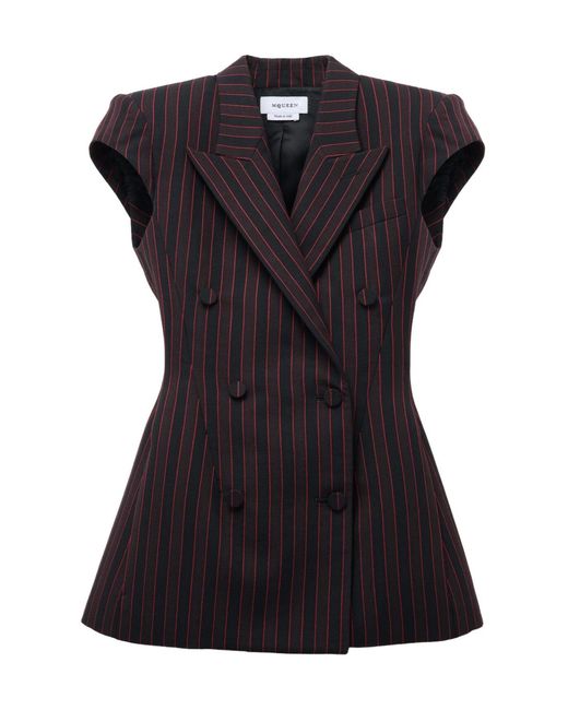 McQueen Black Wool Vest