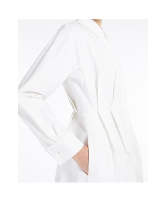 Max Mara White Belted Long-Sleeved Shirt Dress