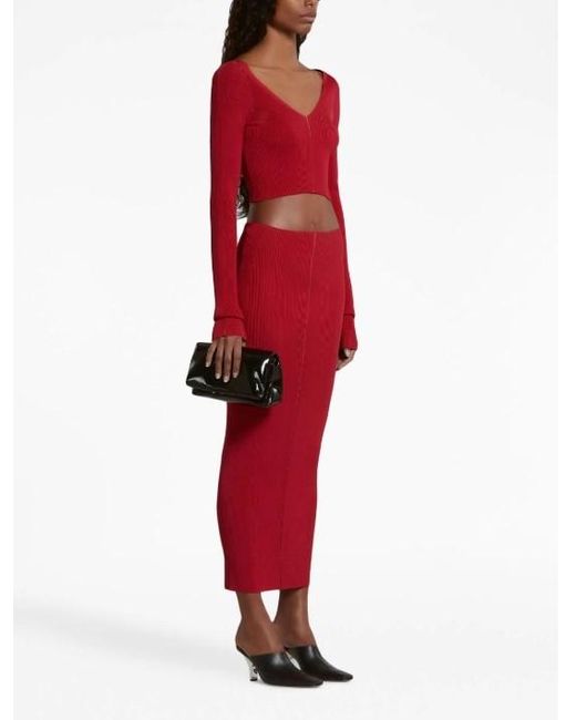 Marni Red Knitted V-Neck Pullover