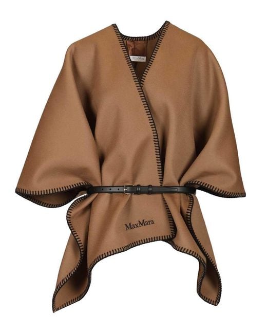 Max Mara Brown Colomba Belted Cape