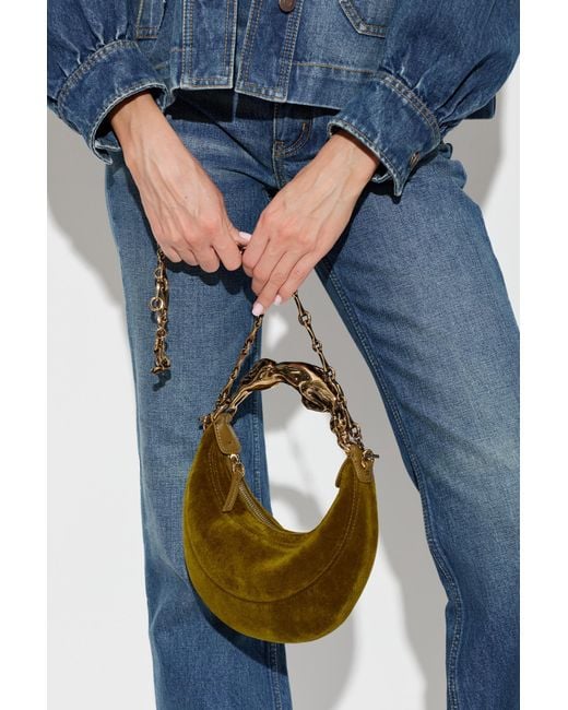 Chloé Green Chloé Horse Small Velvet Tote Bag