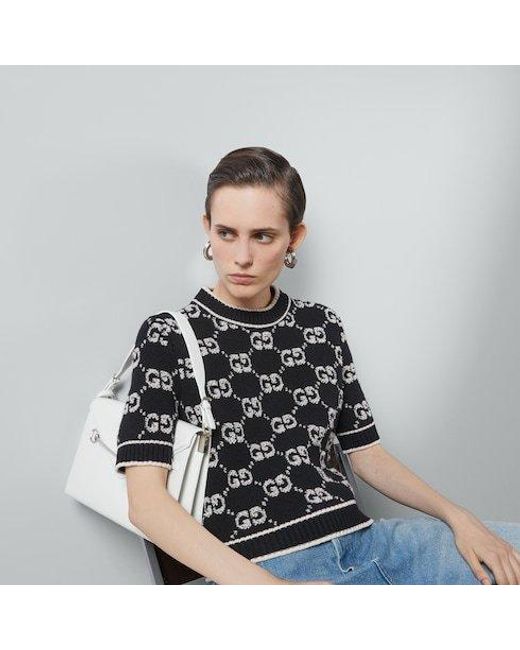 Gucci Black Gg Wool Bouclé Jacquard Top