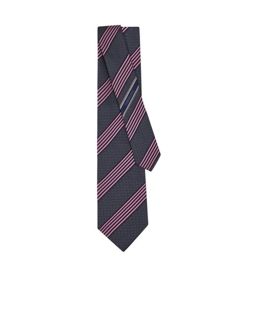 Ferragamo Blue Regimental Gancini Silk Jacquard Tie for men