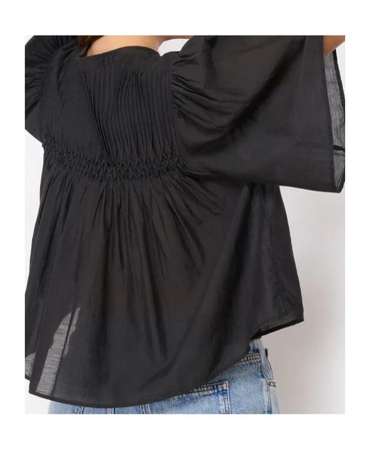 Isabel Marant Black Pleated Buttoned Shirt
