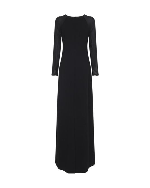 Alberta Ferretti Black Cady Maxi Dress