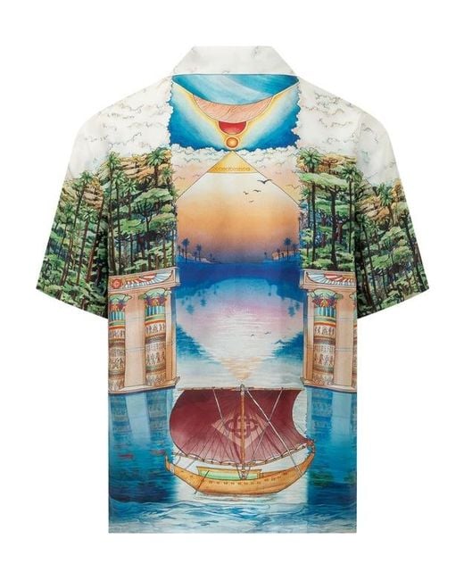 Casablanca Green Trompe Loeil Printed Shirt for men