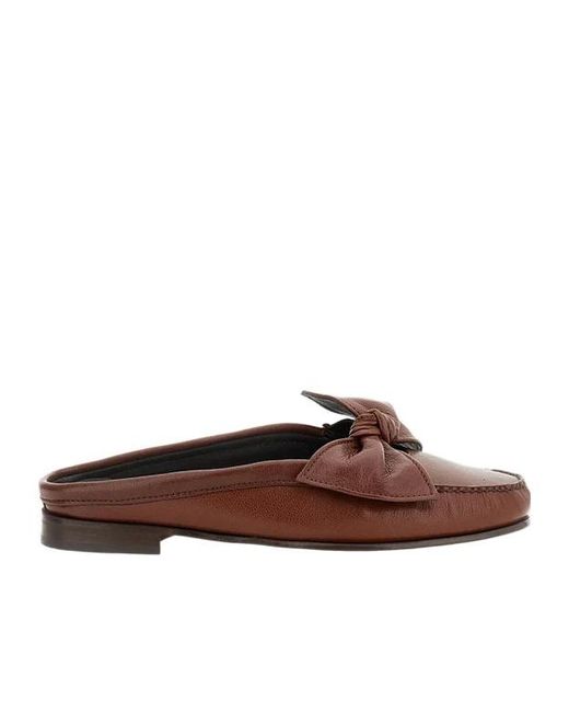 Hereu Brown Bow Detailed Flat Shoes