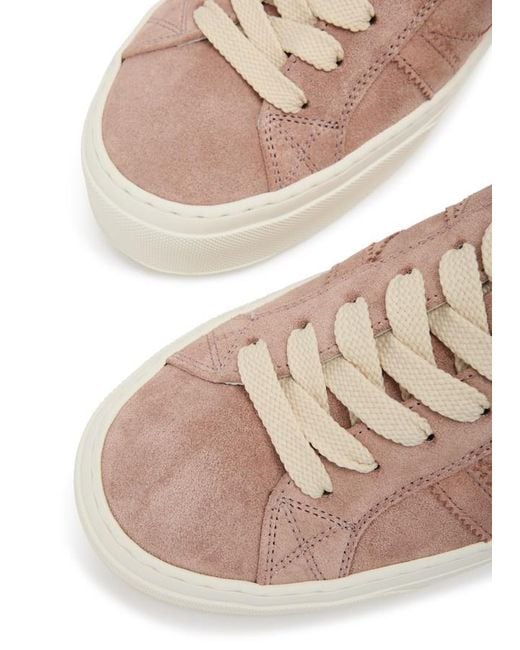 Moncler Pink Monaco 2 Panelled Suede Sneakers