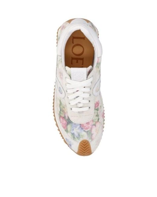 Loewe White Floral Printed Low-Top Sneakers
