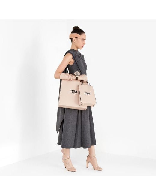Fendi Natural Small Logo Print Shopping Bag
