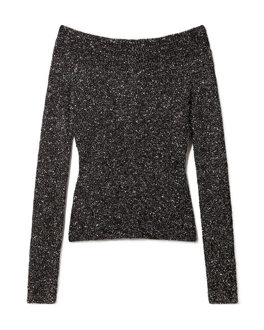 Stella McCartney Black Sequin Off-Shoulder Jumper