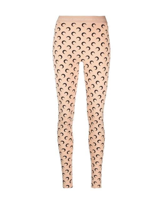 MARINE SERRE Natural Fuseaux Moon Recycled-Jersey Leggings