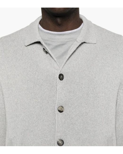 Eleventy White Button Pocket Cardigan for men