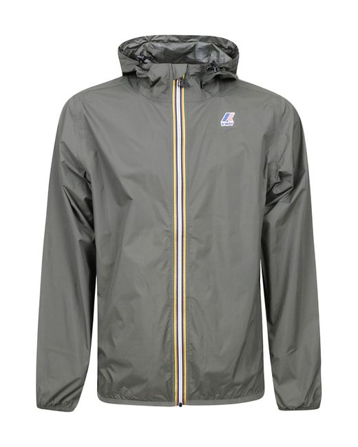 K-Way Gray Logo Zip-Up Jacket for men