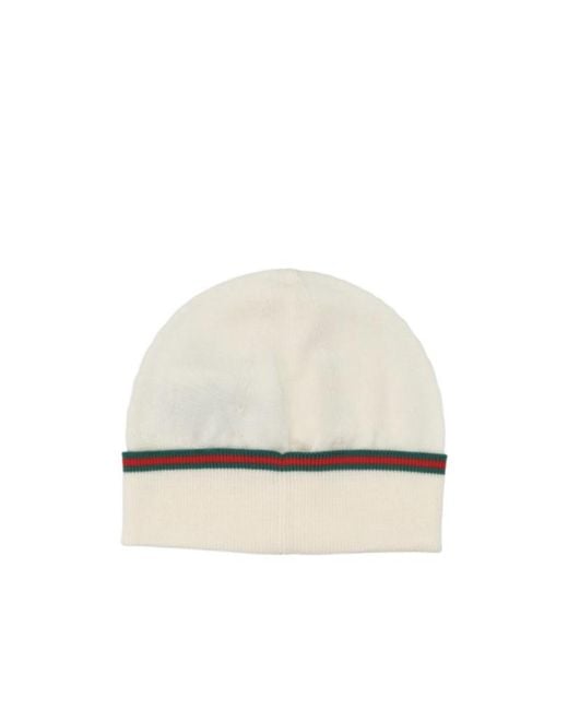 Gucci White Baby Hat With Web
