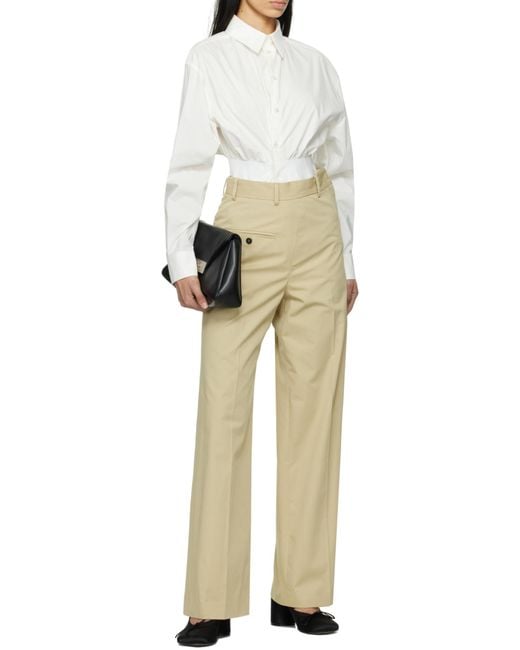 MM6 by Maison Margiela White Tied Waist Shirt