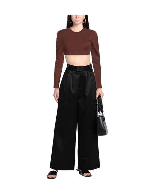Jacquemus Brown Solid Color Crop Tops