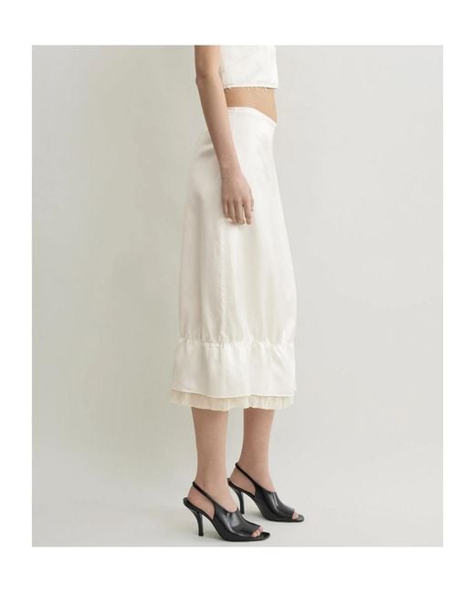 Totême  White Layered Satin Skirt