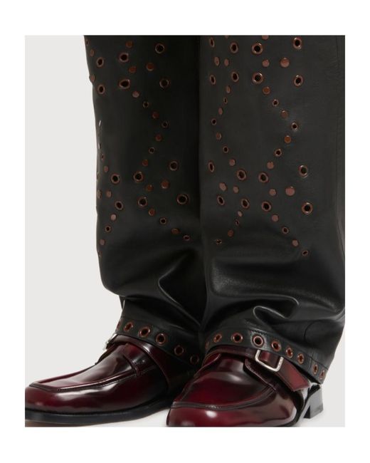 Marni Black Leather Trousers With Studded Front for men