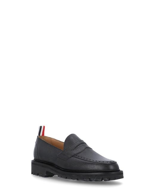 Thom Browne Black Grosgrain-Loop Round-Toe Loafers for men