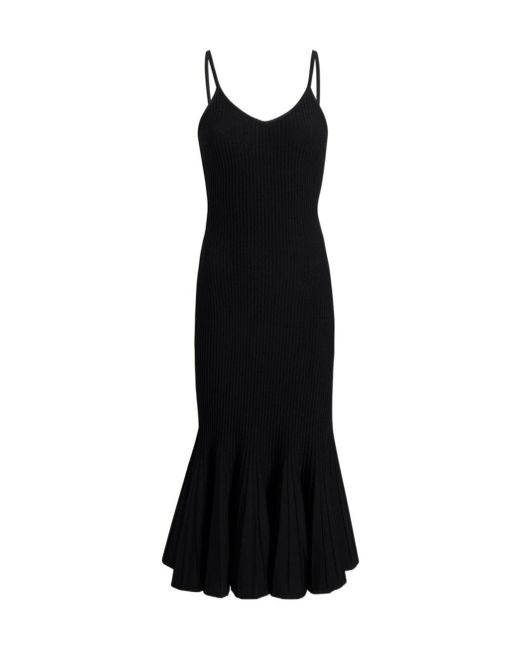 Khaite Black Queen V-Neck Midi Dress